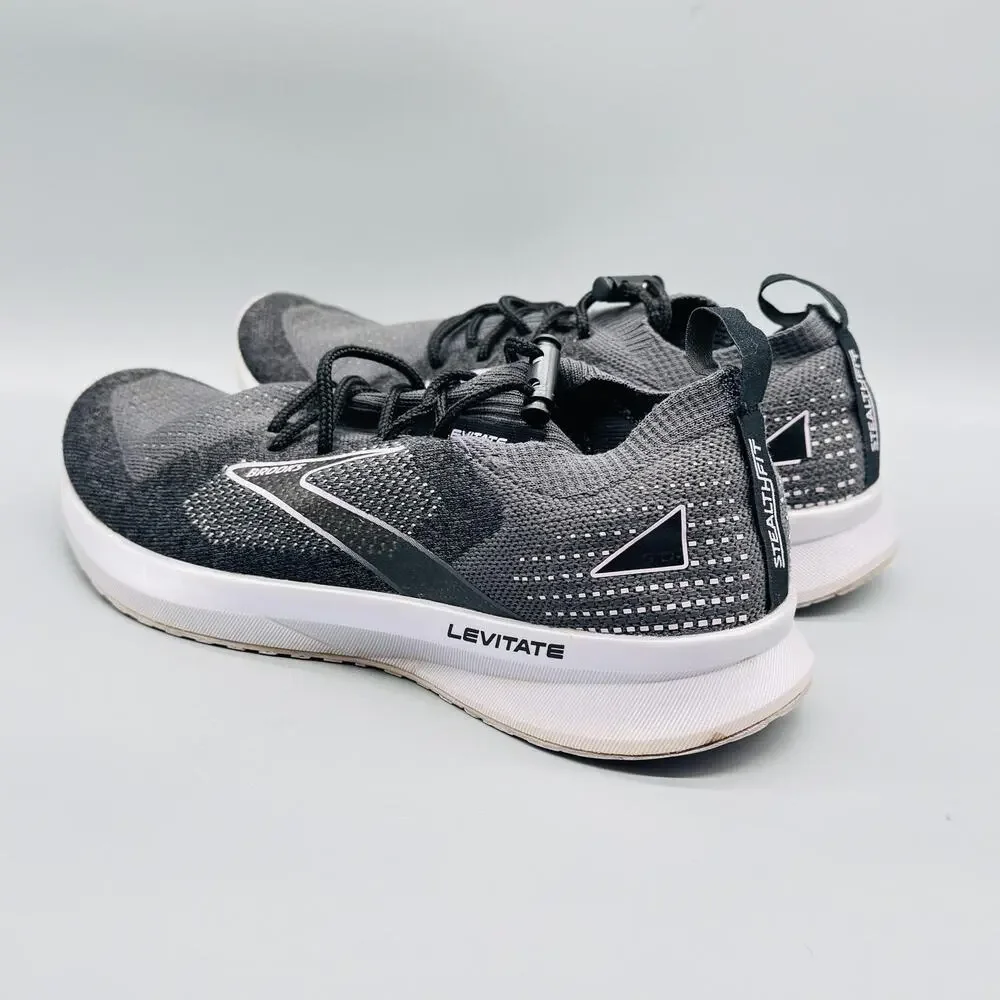Brooks Shoes Women 9.5 Black Gray Levitate StealthFit 5 Running Athletic Sneaker